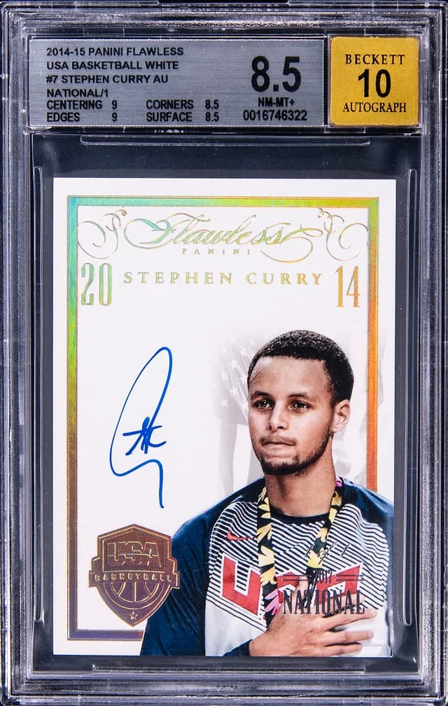 2014-15 Panini Flawless Stephen Curry USA Basketball White Autographs '17 National #7 card image