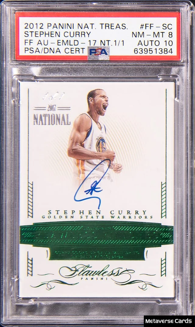 2014-15 Panini Flawless Stephen Curry Flawless Finishes Autographs Emerald 2017 National #FF-SC card image