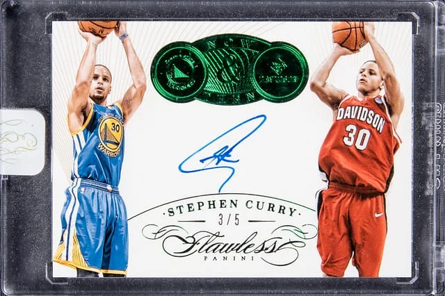 2014-15 Panini Flawless Stephen Curry Now And Then Emerald #NT-SC card image