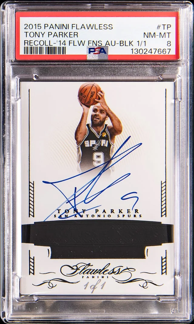 2014-15 Panini Flawless Tony Parker Recollection '14 Flawless Finishes Autograph Black #FF-TP card image
