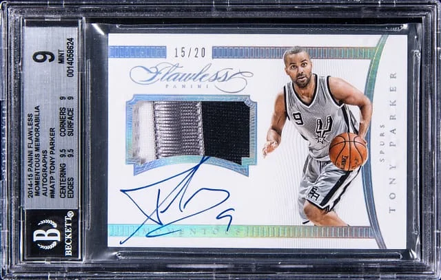 2014-15 Panini Flawless Tony Parker Momentous Memorabilia Autograph #MATP card image