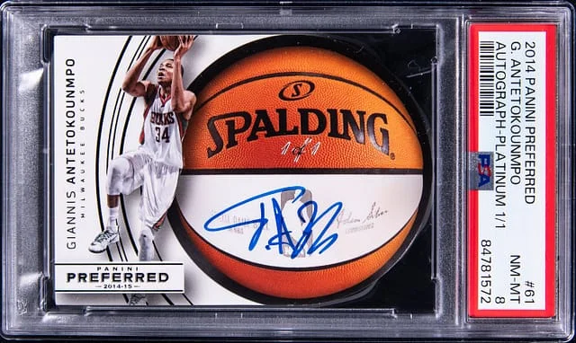 2014-15 Panini Giannis Antetokounmpo Preferred Autographs Platinum #61 card image
