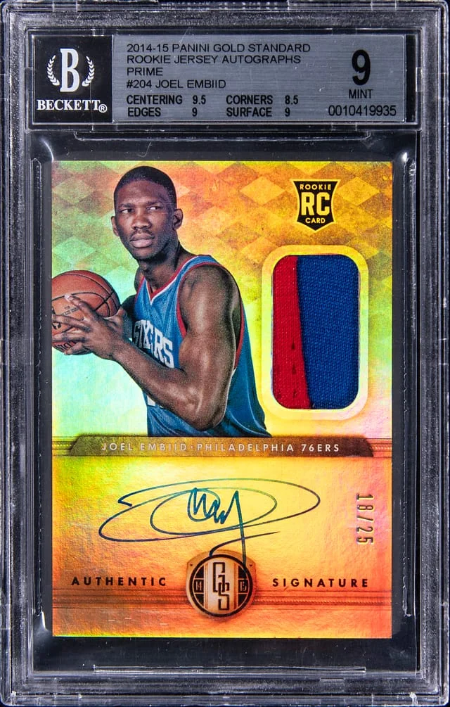 2014-15 Panini Gold Standard Joel Embiid Patch Autograph (RPA) Prime #204 card image