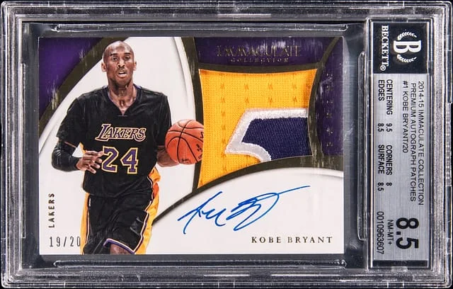 2014-15 Panini Immaculate Collection Kobe Bryant Premium Autograph Patches #1 card image