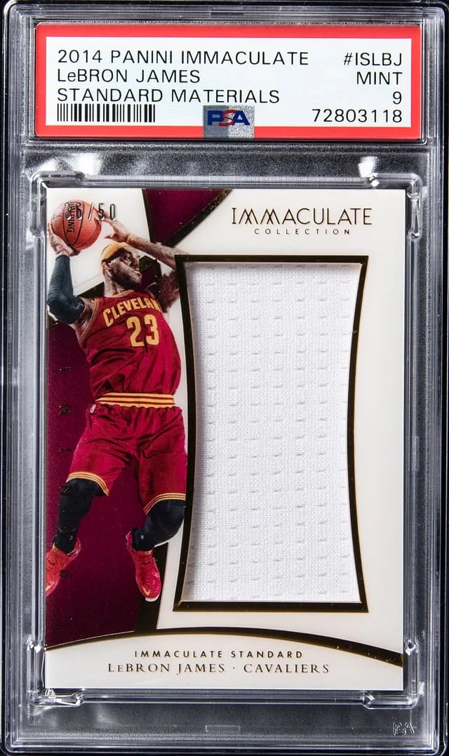 2014-15 Panini Immaculate Collection LeBron James Standard Materials #IS-LBJ card image