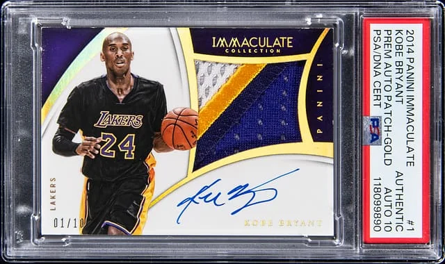 2014-15 Panini Immaculate Kobe Bryant Premium Autograph Patches Gold #1 card image