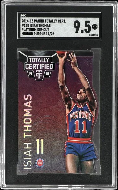 2014-15 Panini Isiah Thomas Totally Certified Platinum Die-Cut Mirror Purple #130 card image
