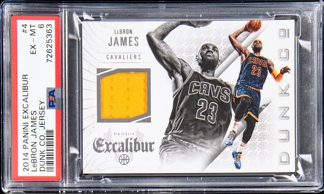 2014-15 Panini LeBron James Excalibur Dunk Company Jersey #4 card image