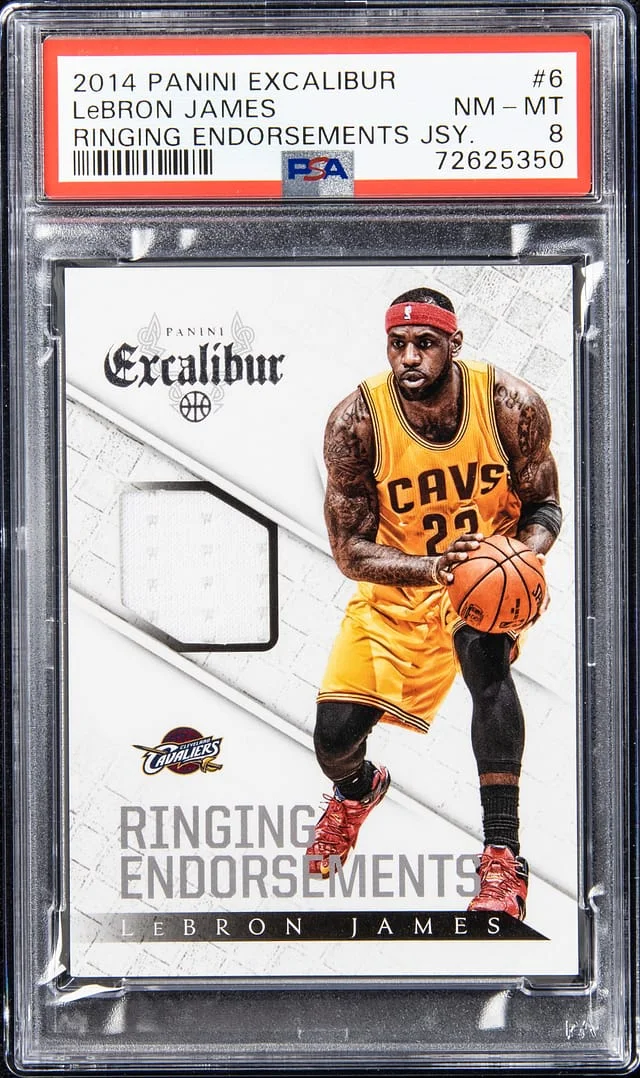2014-15 Panini LeBron James Excalibur Ringing Endorsements Jersey #6 card image
