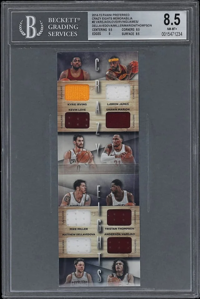 2014-15 Panini Lebron James/Irving/Love/Marion/Miller/Thompson/Dellavedova/Varejao Patch Booklet Preferred Crazy Eights Memorabilia #2 card image