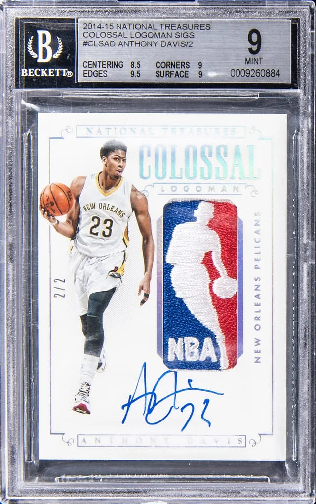 2014-15 Panini National Treasures Anthony Davis Colossal Logoman Signatures #CLS-ADA card image