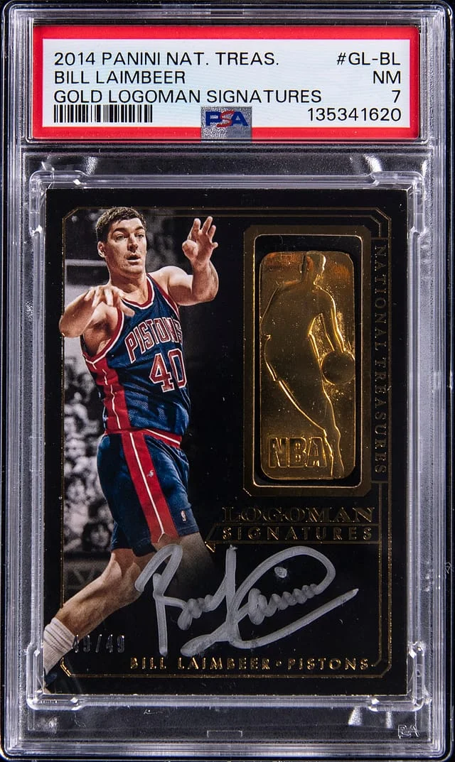 2014-15 Panini National Treasures Bill Laimbeer Gold Logoman Signatures #GL-BL card image
