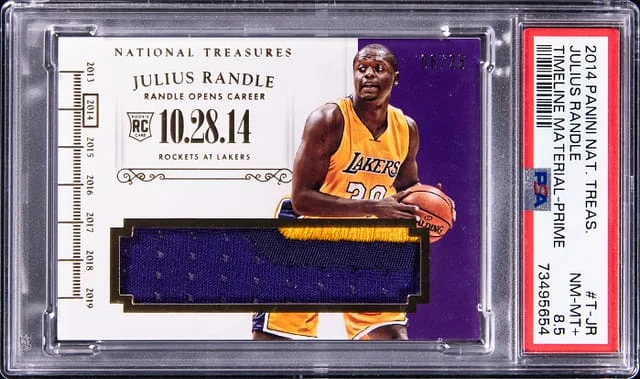 2014-15 Panini National Treasures Julius Randle Timeline Material Prime #T-JR card image