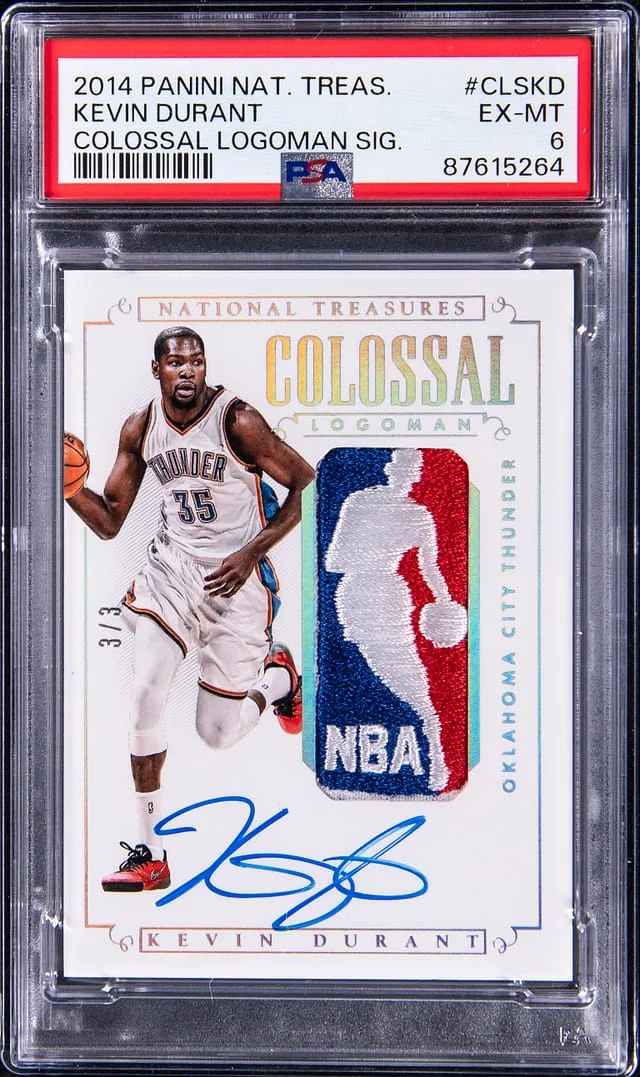 2014-15 Panini National Treasures Kevin Durant Colossal Logoman Signature #CLS-KD card image