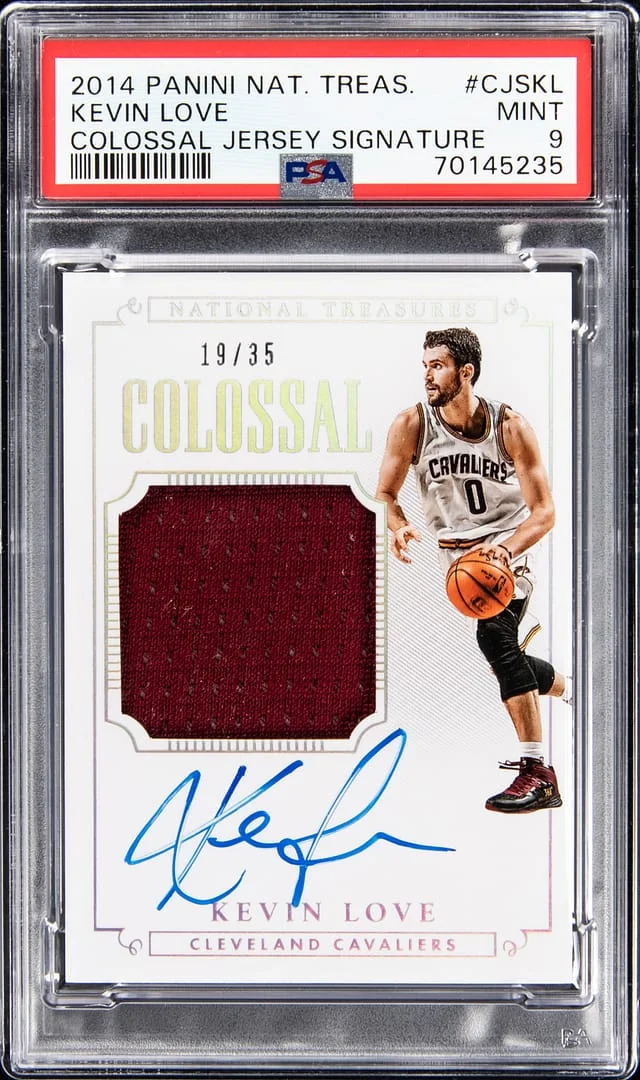 2014-15 Panini National Treasures Kevin Love Colossal Jersey Signature #CJSKL card image