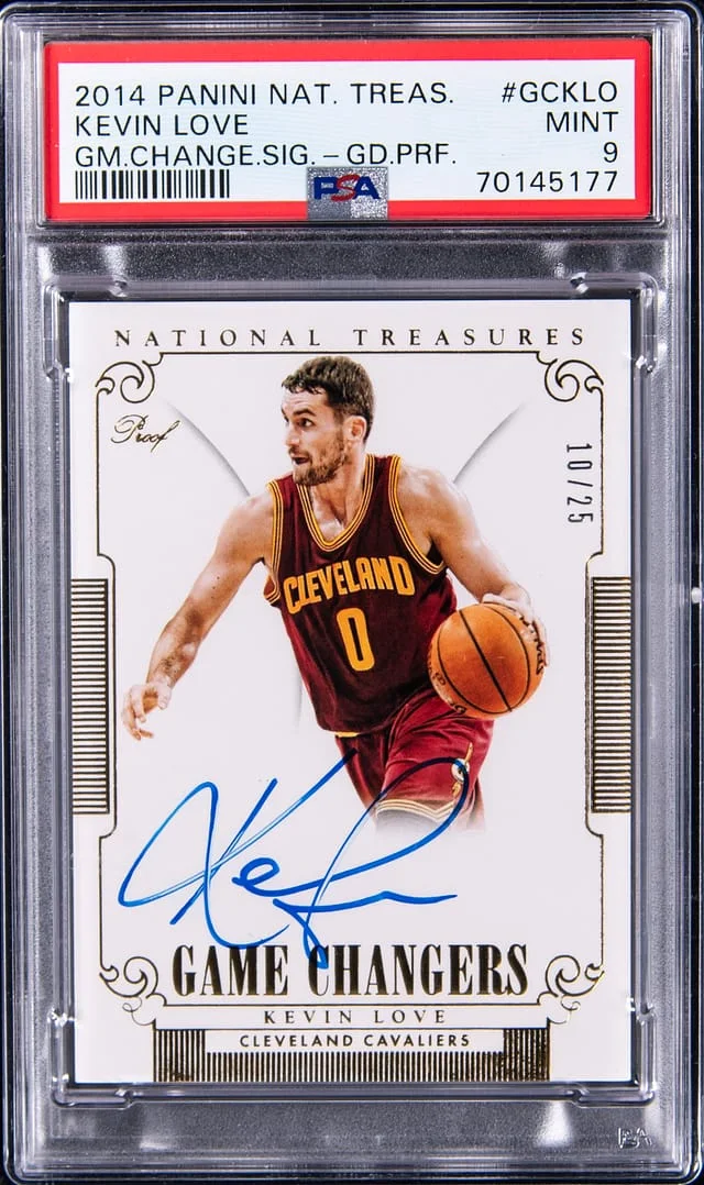 2014-15 Panini National Treasures Kevin Love Game Changers Signature Gold Proof #GC-KLO card image