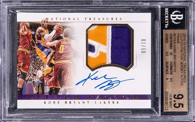2014-15 Panini National Treasures Kobe Bryant Clutch Factor Jersey Autographs Prime #CF-KB card image