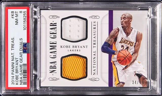 2014-15 Panini National Treasures Kobe Bryant NBA Game Gear Duals Prime Laundry Tags #GGD-KB card image