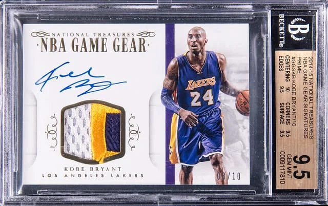 2014-15 Panini National Treasures Kobe Bryant NBA Game Gear Signatures Prime #GGS-KB card image