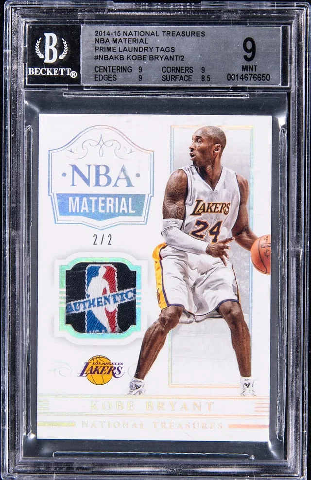 2014-15 Panini National Treasures Kobe Bryant NBA Material Prime Laundry Tags #NBA-KB card image