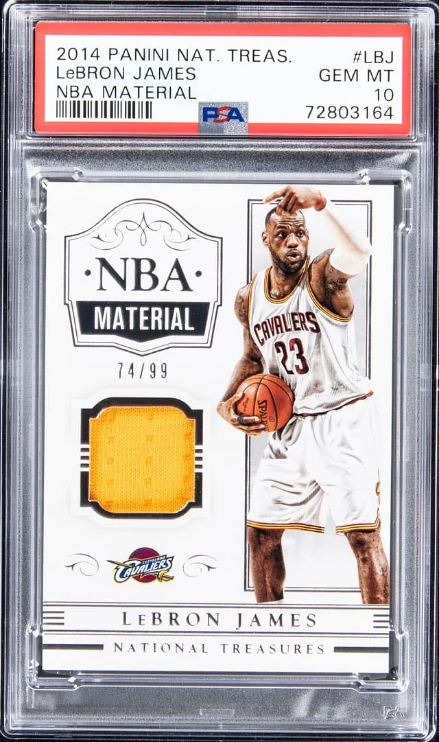 2014-15 Panini National Treasures LeBron James NBA Material #NBA-LBJ card image