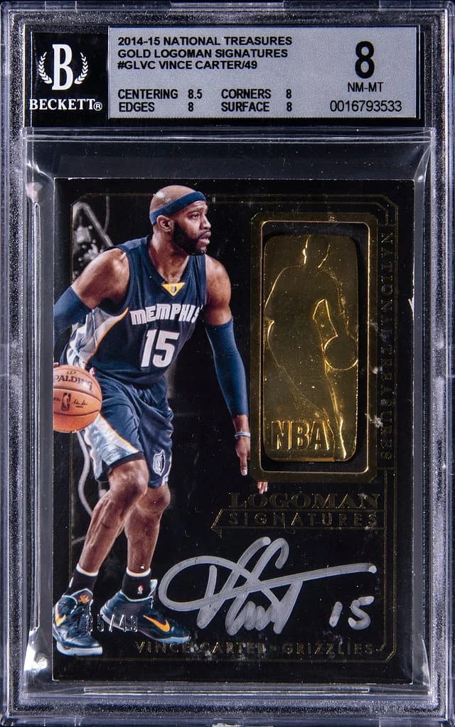 2014-15 Panini National Treasures Vince Carter Gold Logoman Signatures #GL-VC card image
