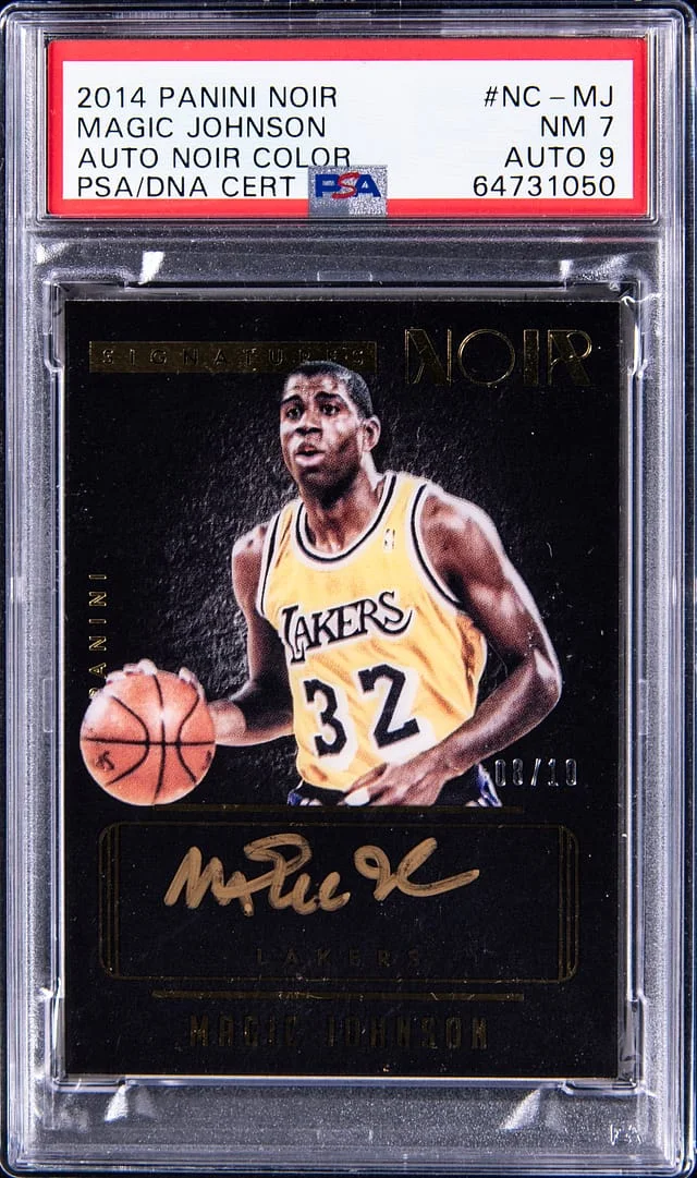 2014-15 Panini Noir Magic Johnson Autograph Noir Color #NC-MJ card image