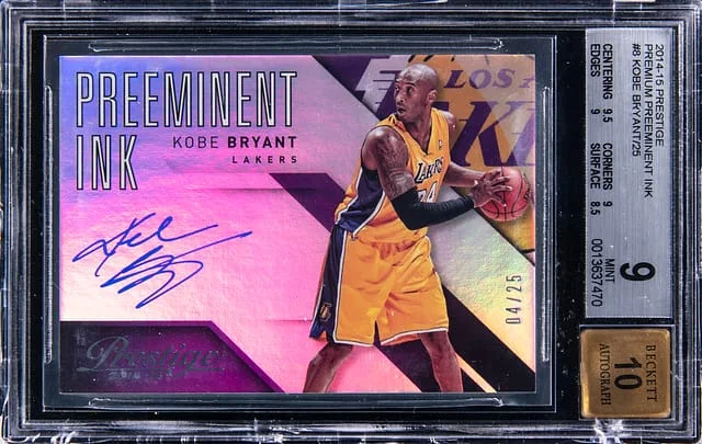2014-15 Panini Prestige Kobe Bryant Premium Preeminent Ink #8 card image