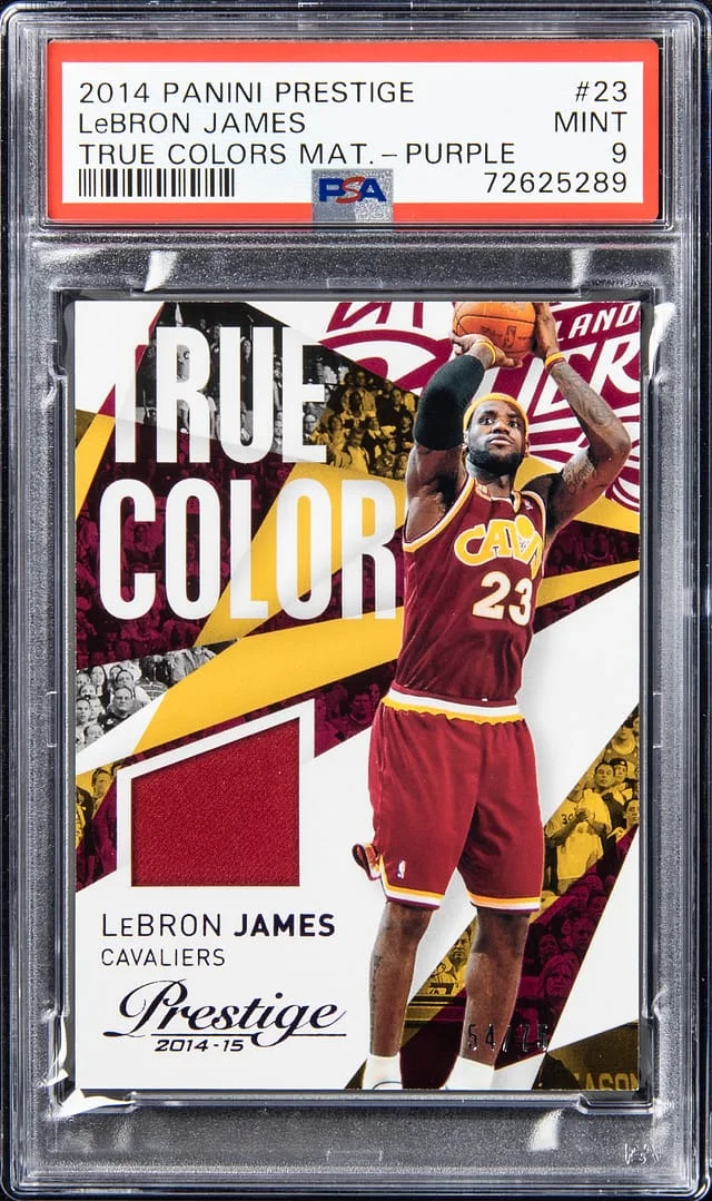 2014-15 Panini Prestige LeBron James True Colors Materials Purple #23 card image