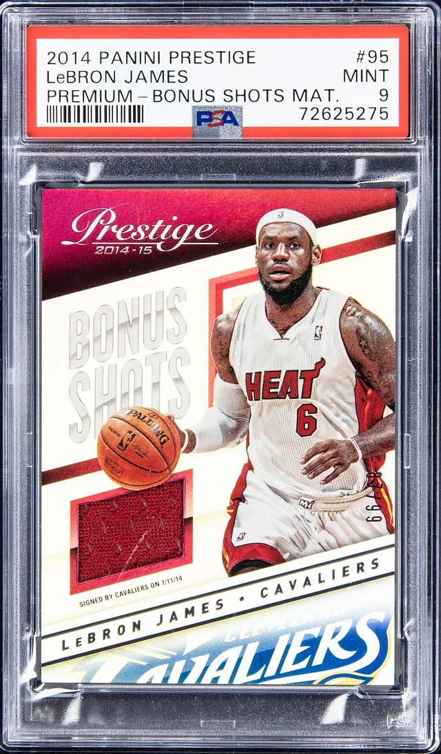 2014-15 Panini Prestige LeBron James Premium Bonus Shots Materials #95 card image