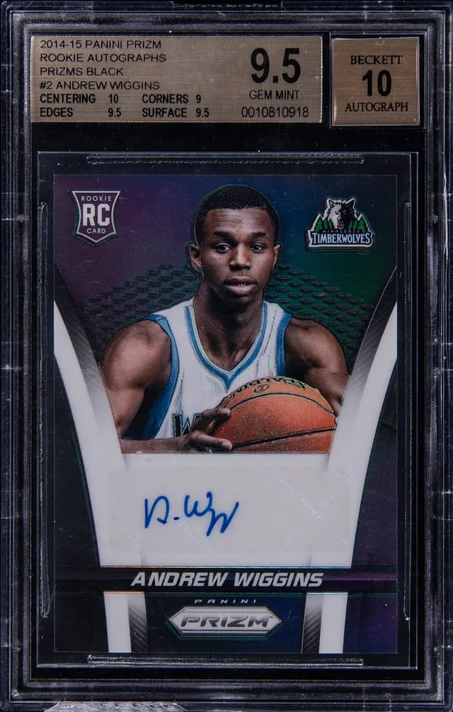 2014-15 Panini Prizm Andrew Wiggins Autograph Prizm Black #2 card image