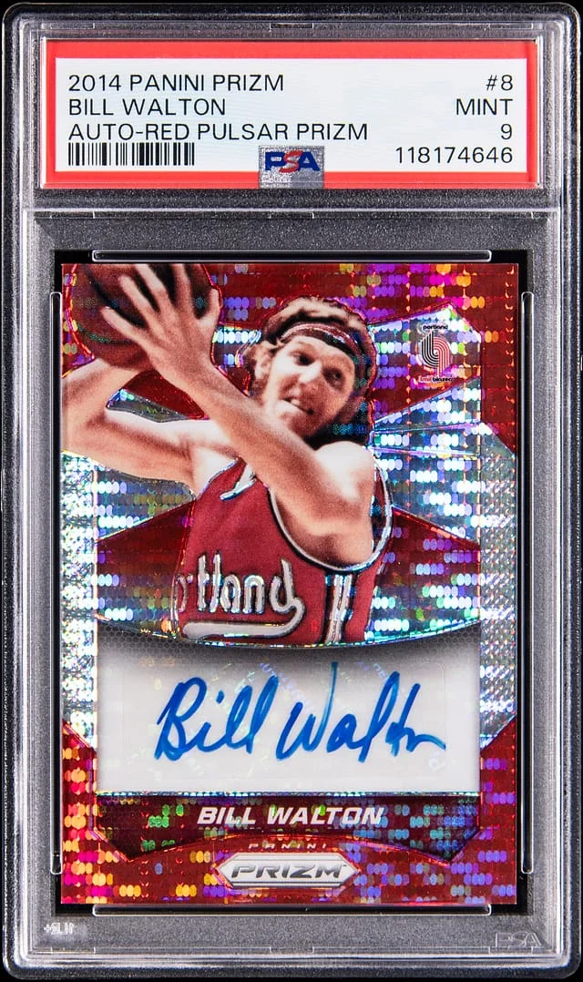 2014-15 Panini Prizm Bill Walton Autograph Red Pulsar Prizm #8 card image