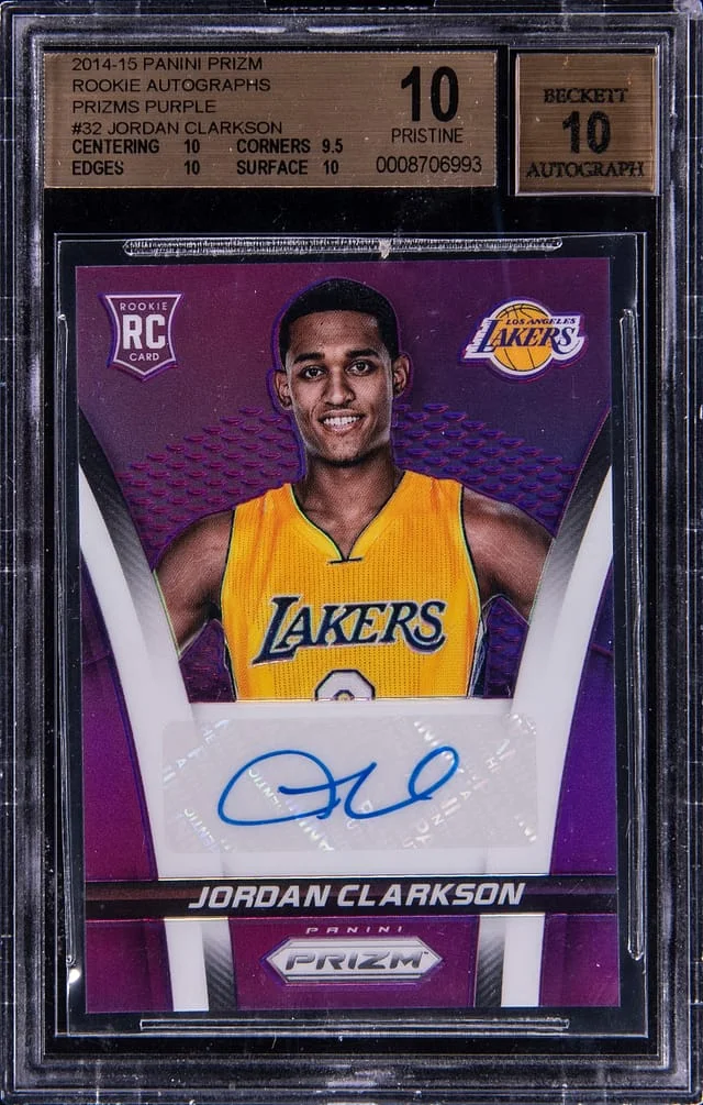 2014-15 Panini Prizm Jordan Clarkson Autographs Purple #32 card image