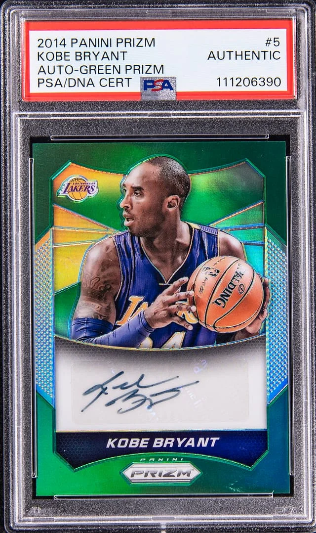 2014-15 Panini Prizm Kobe Bryant Autograph Green Prizm #5 card image
