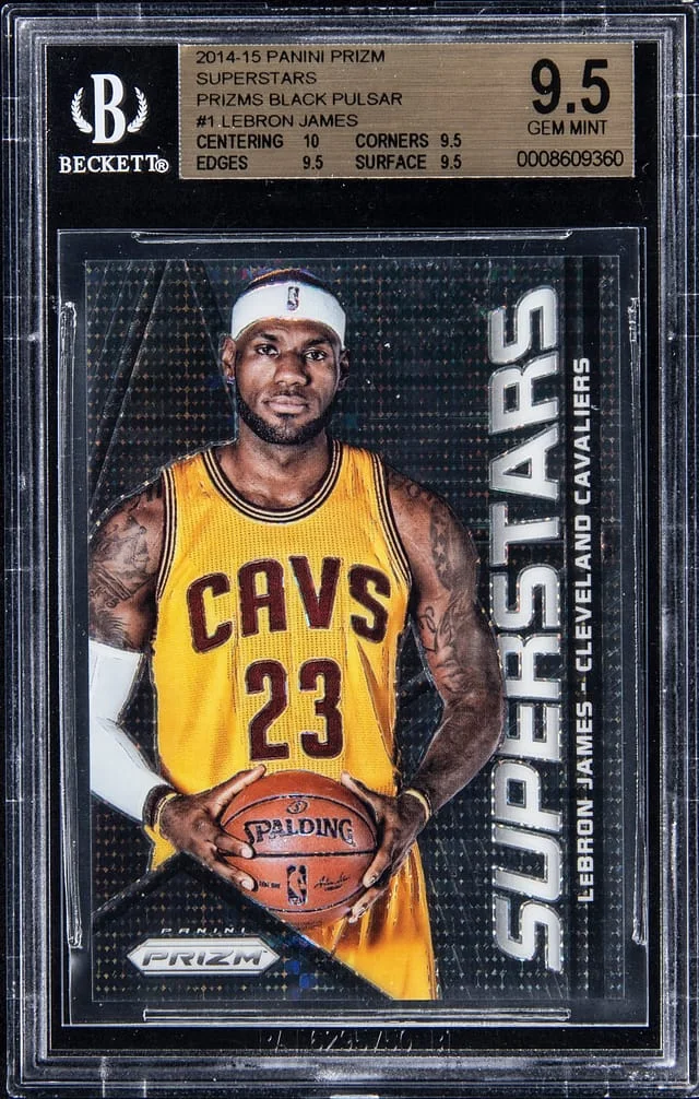 2014-15 Panini Prizm LeBron James Superstars Black Pulsar Prizm #1 card image