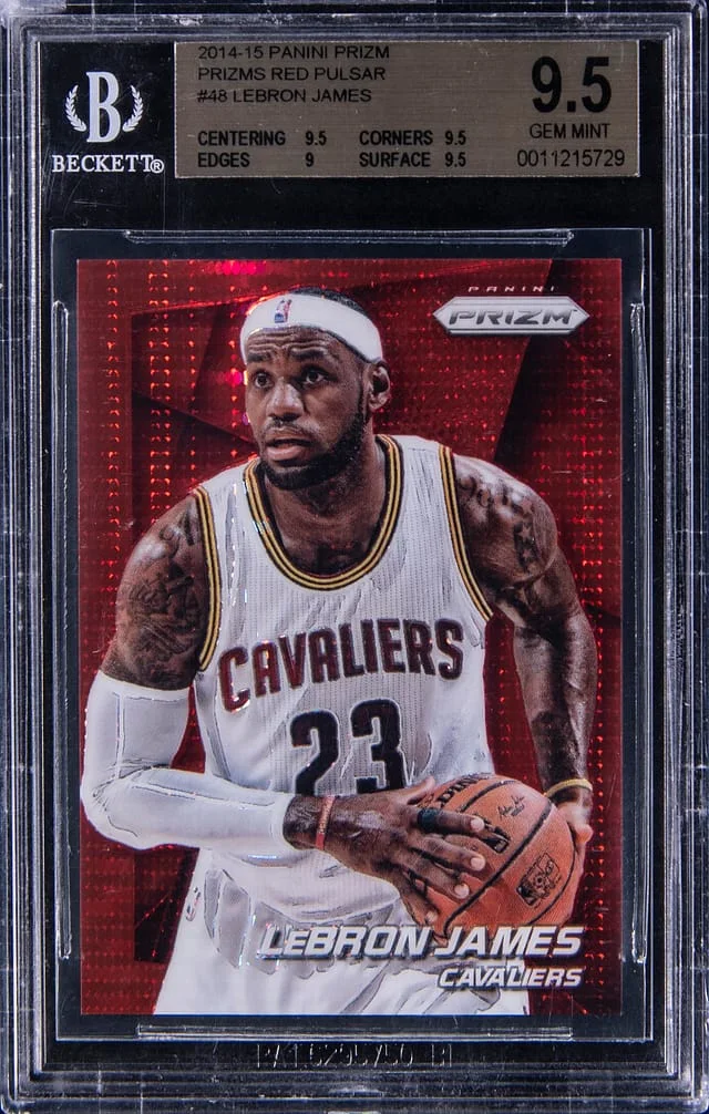 2014-15 Panini Prizm LeBron James Red Pulsar #48 card image