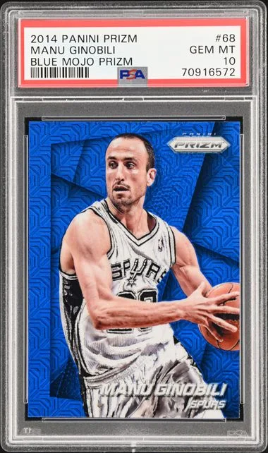 2014-15 Panini Prizm Manu Ginobili Blue Mojo Prizm #68 card image