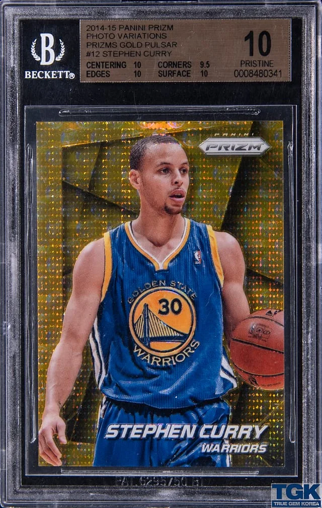2014-15 Panini Prizm Stephen Curry Photo Variations Prizm Gold Pulsar #12 card image