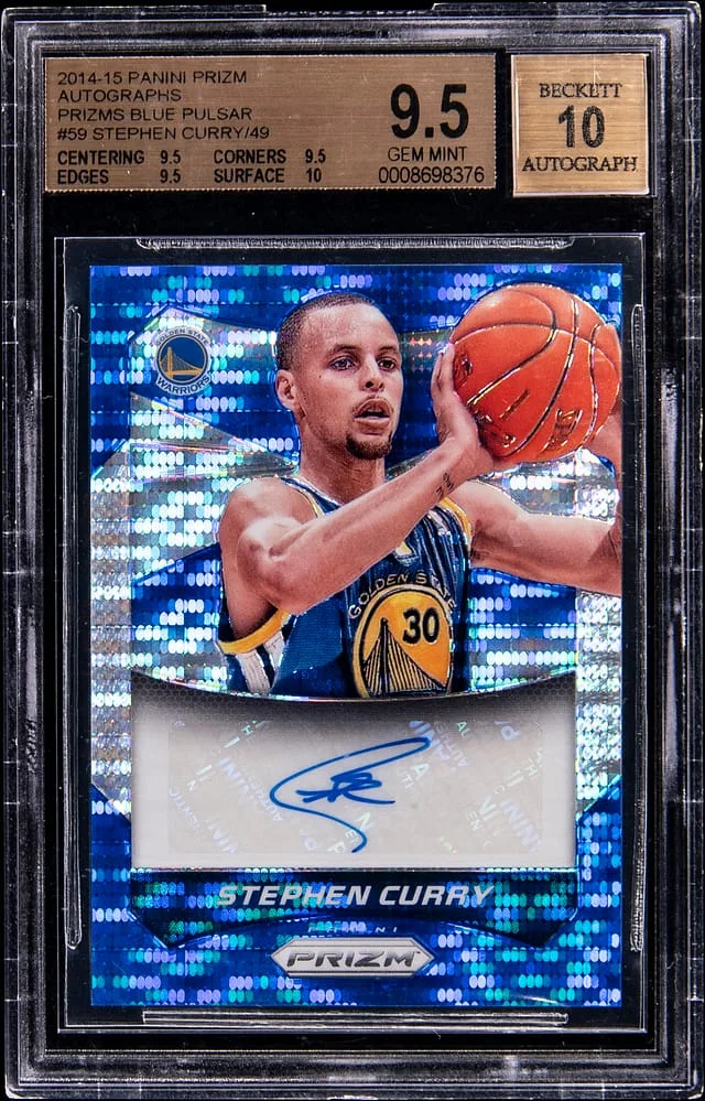 2014-15 Panini Prizm Stephen Curry Autographs Blue Pulsar Prizm #59 card image