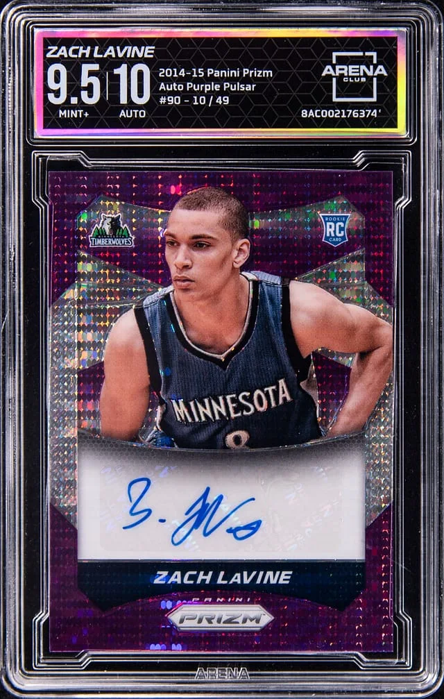 2014-15 Panini Prizm Zach Lavine Autograph Purple Pulsar #90 card image