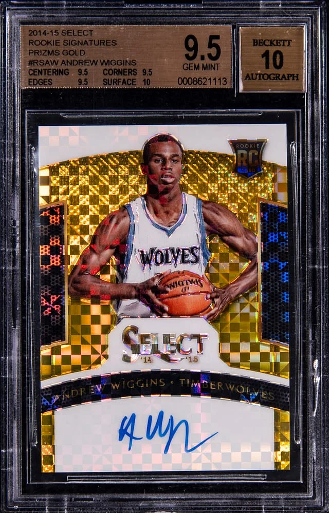 2014-15 Panini Select Andrew Wiggins Signatures Prizms Gold #RS-AW card image