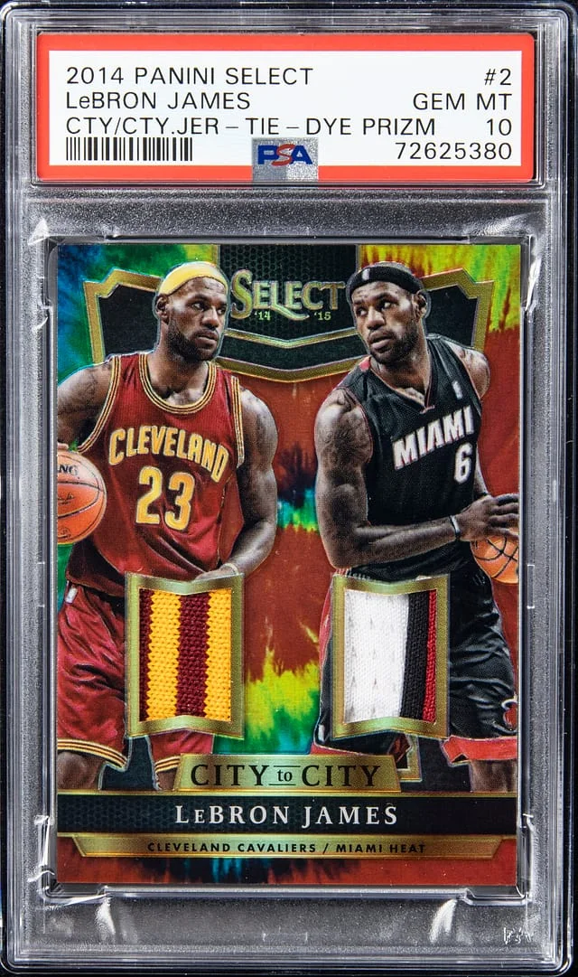 2014-15 Panini Select LeBron James City To City Jerseys Tie-Dye Prizm #2 card image