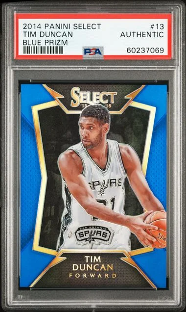 2014-15 Panini Select Tim Duncan Blue Prizm #13 card image