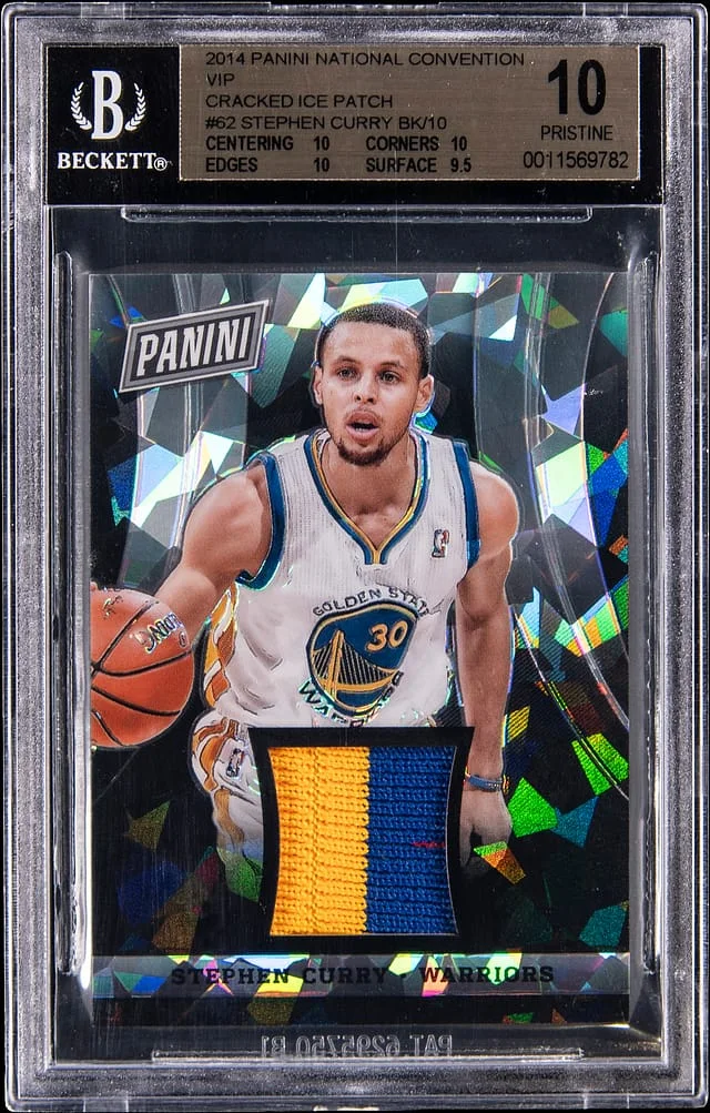 2014-15 Panini Stephen Curry National Convention VIP Cracked Ice Patch #62 card image