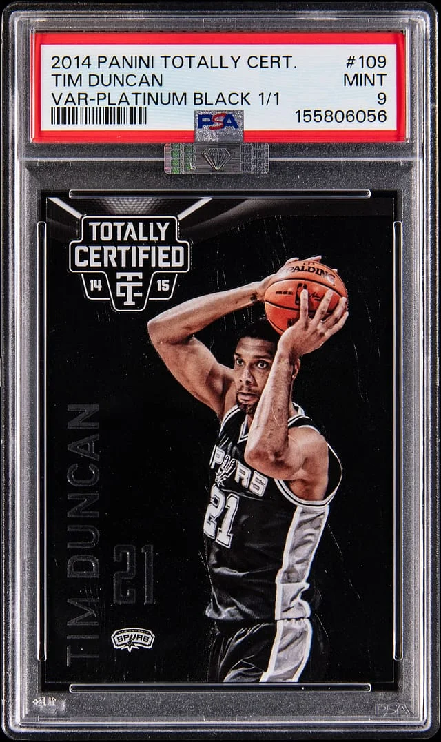 2014-15 Panini Tim Duncan Totally Certified Variation Platinum Black #109 card image
