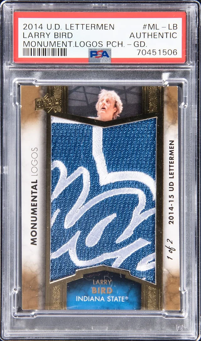 2014-15 Upper Deck Larry Bird Lettermen Monumental Logos Patch Gold #ML-LB card image