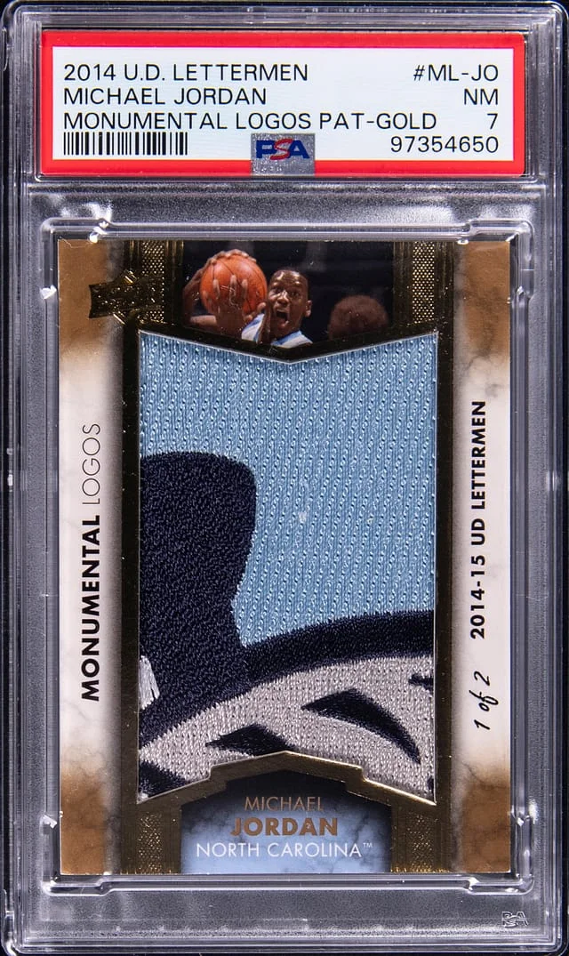 2014-15 Upper Deck Michael Jordan Lettermen Monumental Logos Patch Gold #ML-JO card image