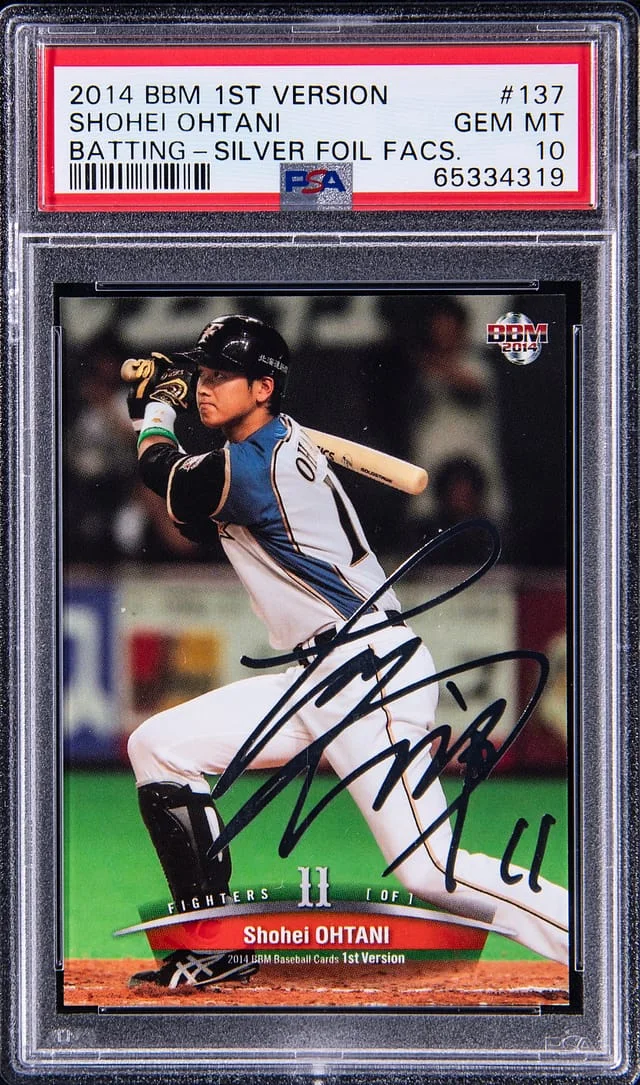 2014 BBM First Version Batting Silver Foil Facsimile Shohei Ohtani #137 card image