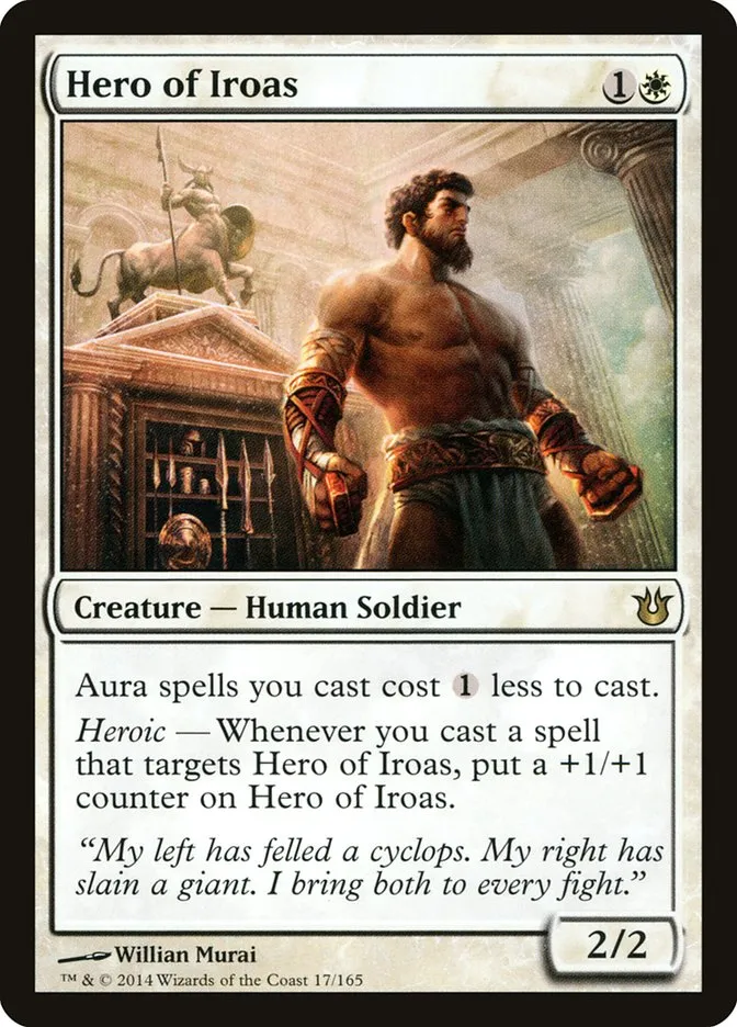 2014 Born of the Gods Hero of Iroas rare #17 unlisted card image