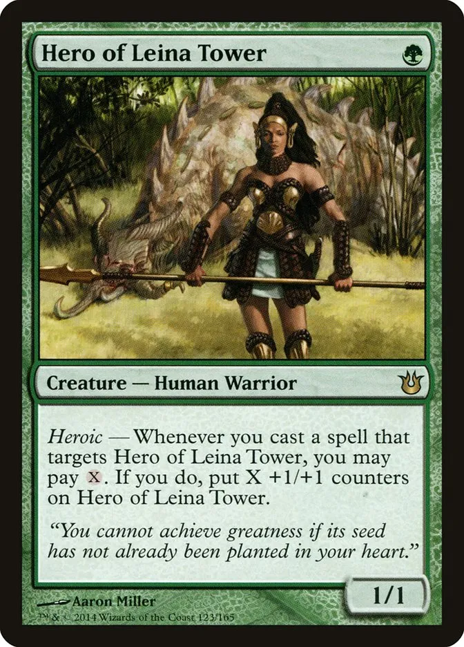 2014 Born of the Gods Hero of Leina Tower rare #123 unlisted card image